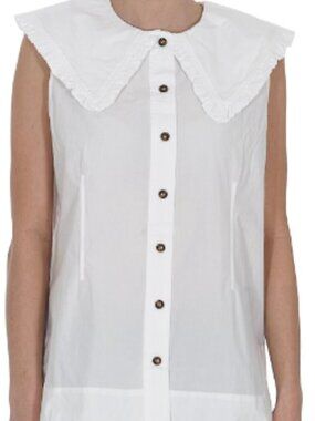 Ganni Bright White Peter Pan Collar Shirt